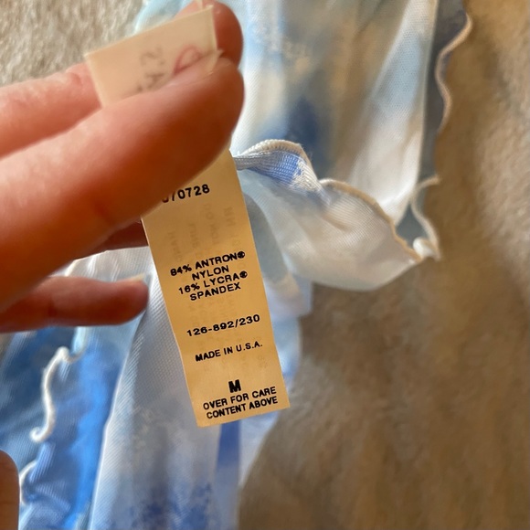 Y2K Vintage Heart Label Victoria’s Secret Sky Print Lettuce Trim Sheer Sarong M - Picture 4 of 7